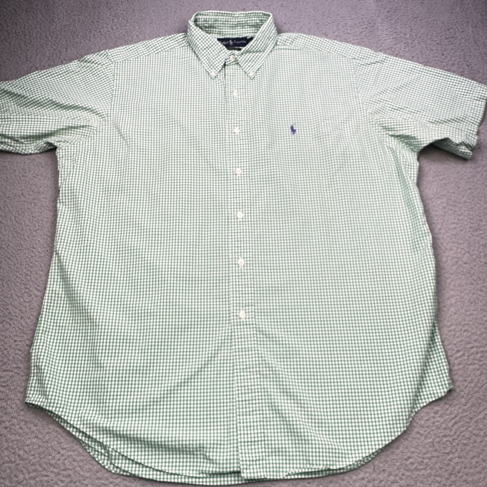 Ralph Lauren Polo Shirt Mens XL Classic Fit Gingham Check Short Sleeve